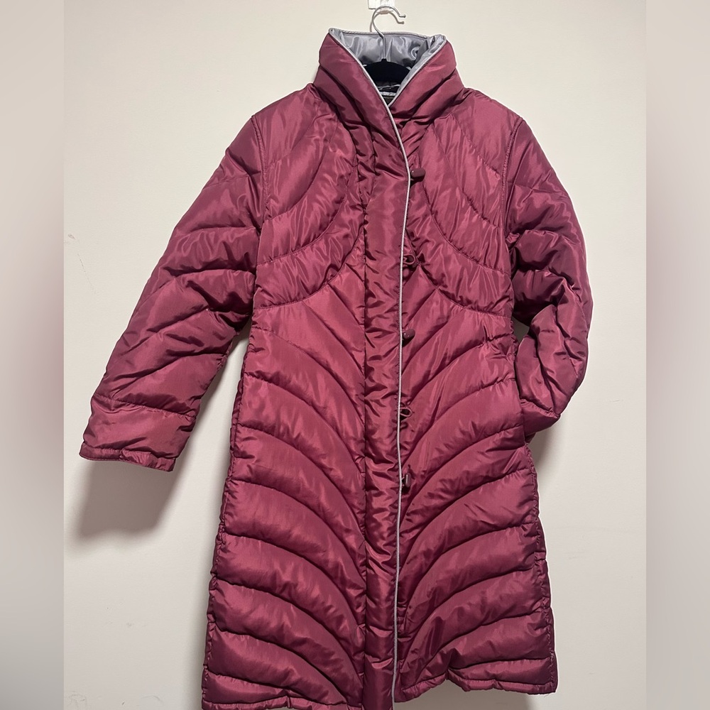 Vintage Down Parka - Women's Vtg Quilted Burgundy Parka - Size 14 - Picture 6 of 11